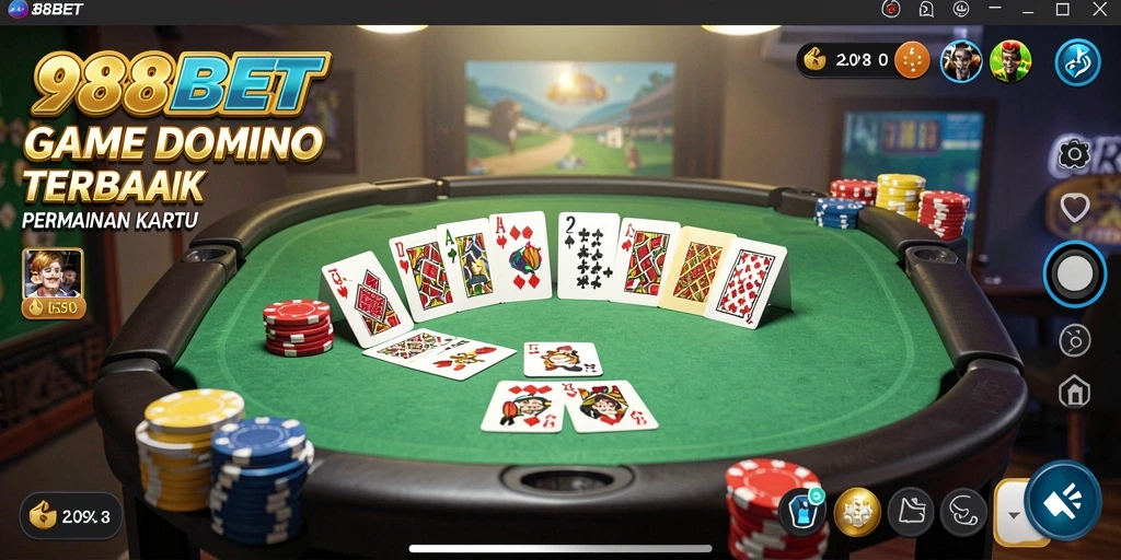 Tampilan gameplay seru dari 988BET saat bermain Domino.