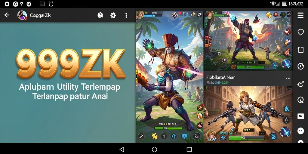 Screenshot utama 999ZK menampilkan berbagai fitur Utility yang bermanfaat.