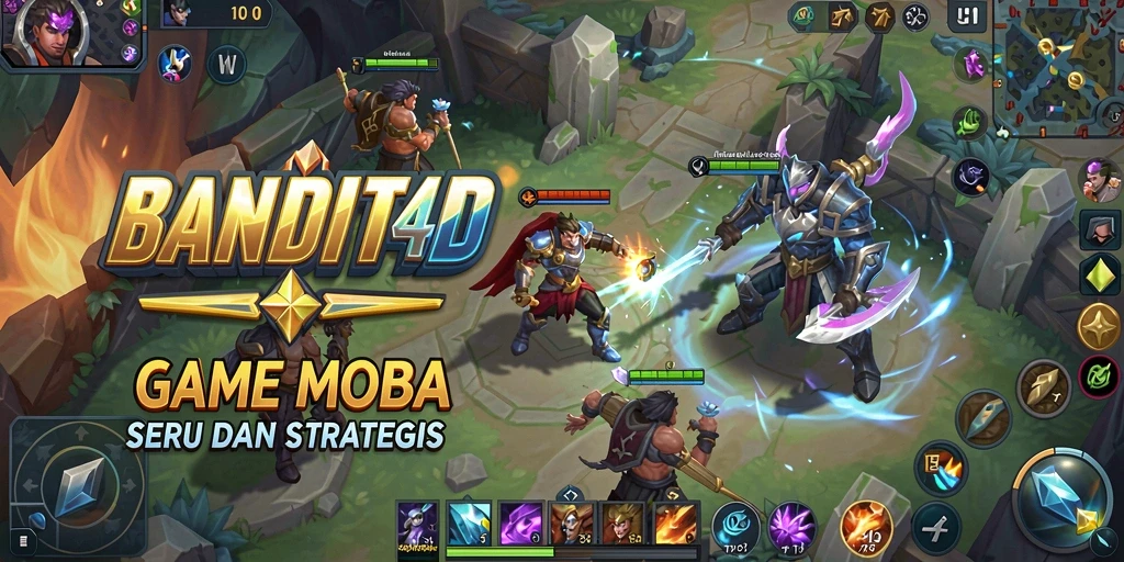 Tampilan aksi seru dalam permainan BANDIT4D MOBA yang memikat.