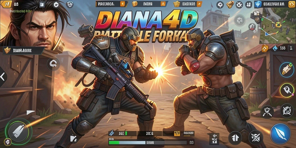 Screenshot gameplay DIANA4D yang menampilkan aksi mendebarkan di pertarungan Battle Royale.