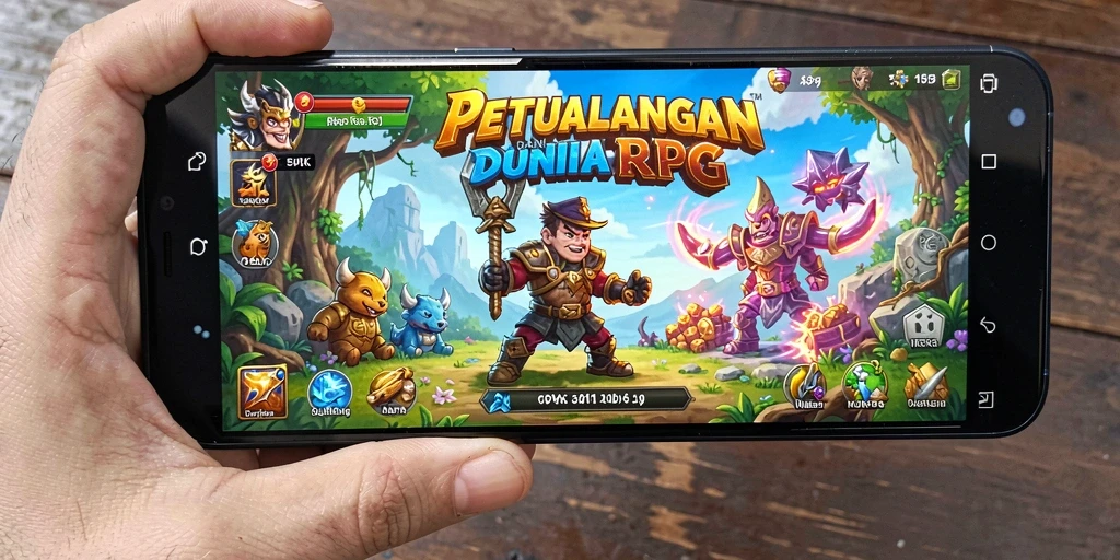 Screenshot menampilkan pertarungan seru di dalam dunia RPG.