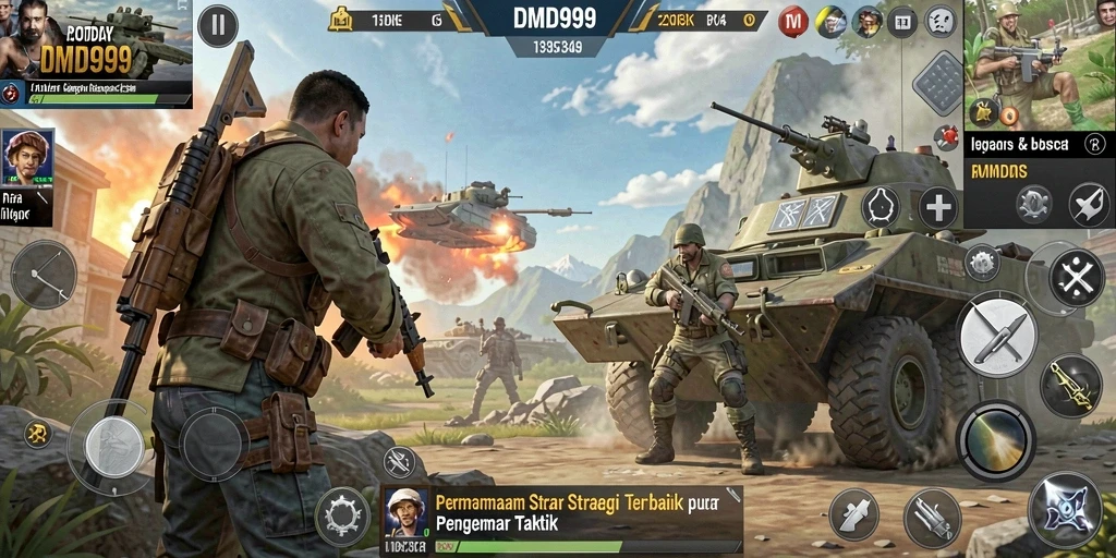 Screenshot gameplay DMD999 menampilkan aksi strategi yang mendebarkan.