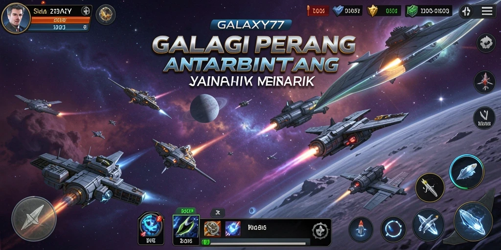 Tampilan seru gameplay strategi GALAXY77 di luar angkasa.
