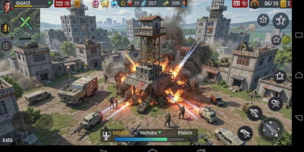 Screenshot GIGA33 menampilkan aksi pertahanan menara yang mendebarkan.