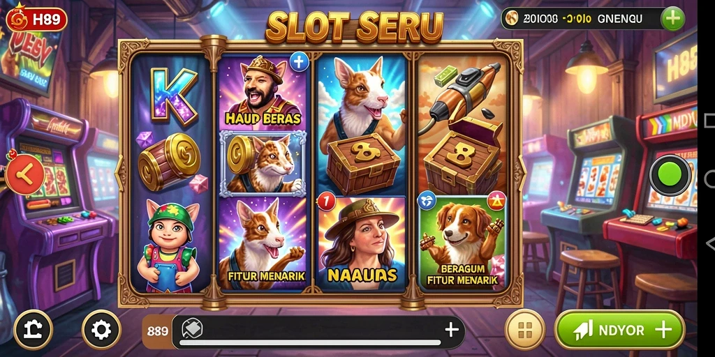 Screenshot H89 menampilkan gameplay Slot yang mendebarkan dengan berbagai tema.