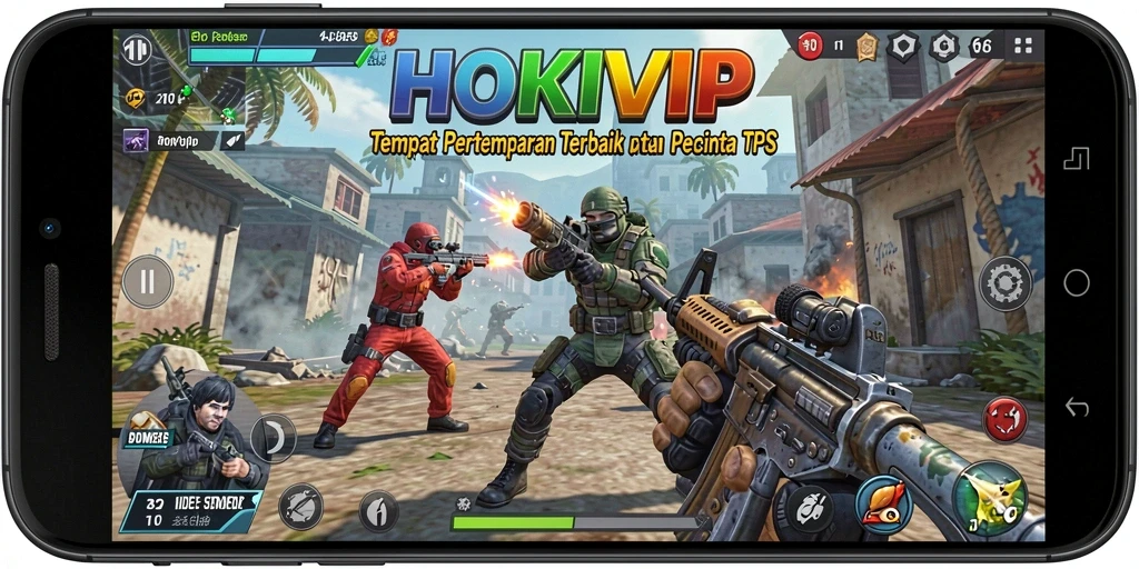 Screenshot utama HOKIVIP dengan tampilan mendebarkan dari gameplay TPS.
