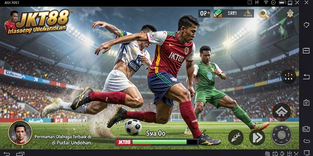 Screenshot JKT88 menampilkan duel seru di lapangan olahraga.