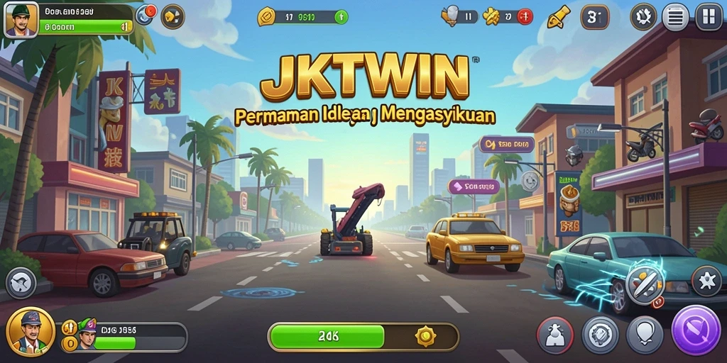 Tangkapan layar utama JKTWIN menampilkan gameplay yang mengasyikkan dan karakter yang menarik.