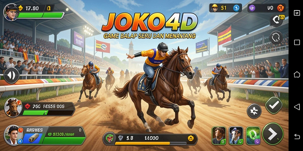 Screenshot gameplay <strong>JOKO4D</strong> menampilkan aksi balapan yang mendebarkan.