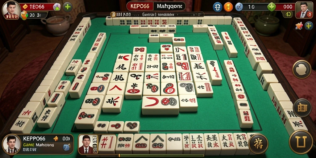 Tampilan gameplay KEPO66 yang memukau dengan ubin Mahjong yang berwarna-warni.
