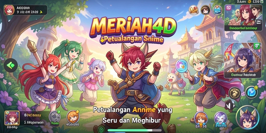 Tampilan gameplay <strong>MERIAH4D</strong> yang penuh warna dengan karakter anime yang menarik.