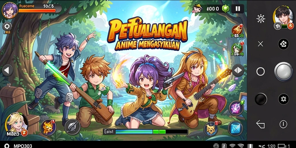 Tampilan gameplay MPO303 yang menakjubkan dengan karakter anime yang dinamis.