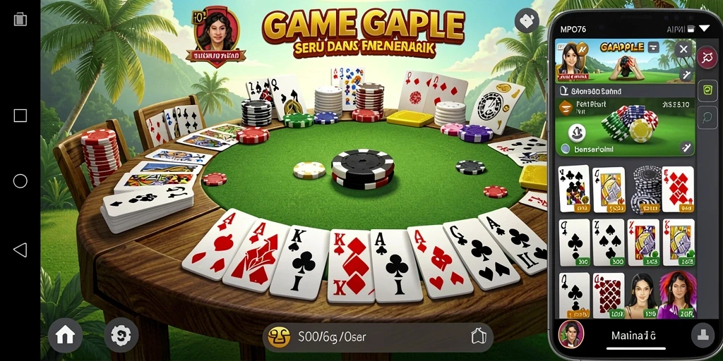Tampilan menarik dari gameplay Gaple MPO76 yang seru dan interaktif.