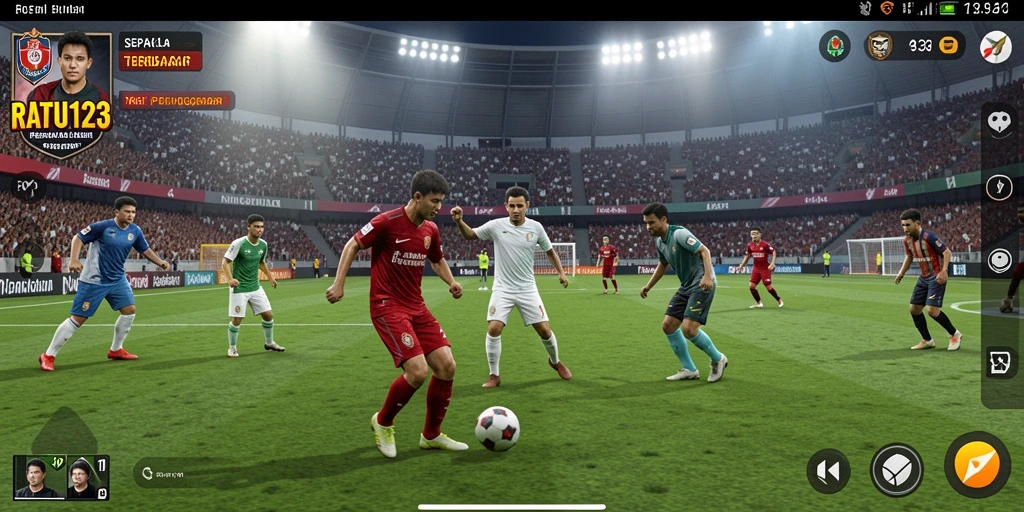 Tampilan gameplay menarik dari RATU123 yang menampilkan aksi sepak bola.