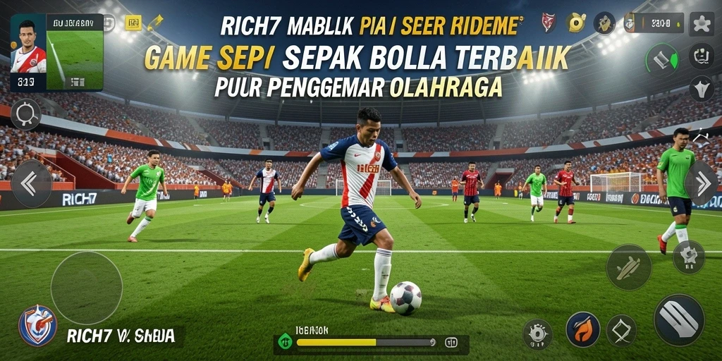 Tampilan permainan RICH7 dengan aksi mendebarkan di lapangan sepak bola.