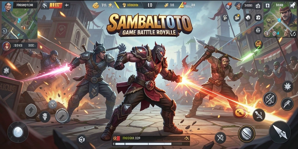 Screenshot utama SAMBALTOTO menunjukkan intense gameplay Battle Royale.