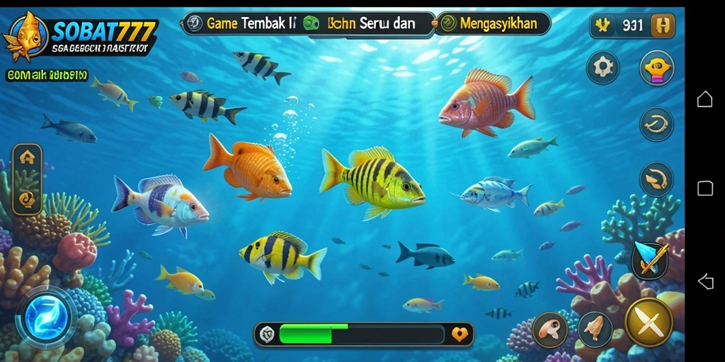 Tampilan menarik dari gameplay SOBAT777 saat menembak ikan.