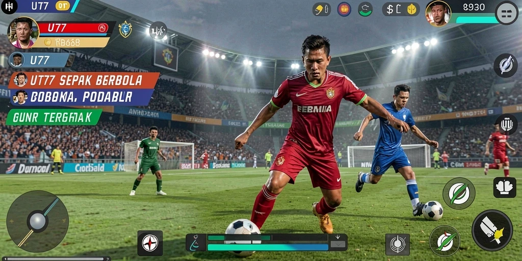 Tampilan menarik dari gameplay UT77 yang penuh aksi sepak bola.