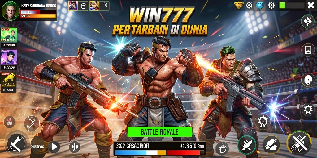 Screenshot gameplay WIN777 menampilkan aksi seru dalam Battle Royale.