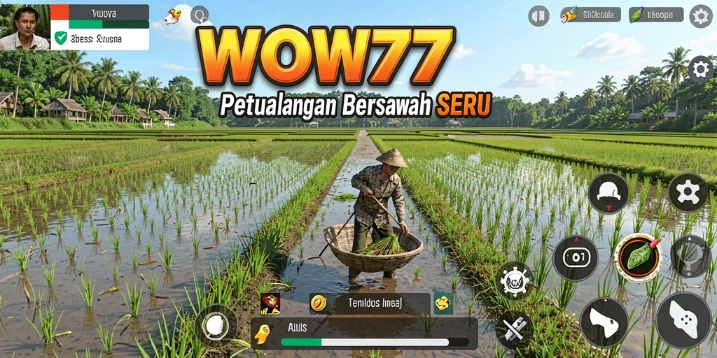 Tampilan gameplay WOW77 yang menarik dengan aktivitas pertanian.